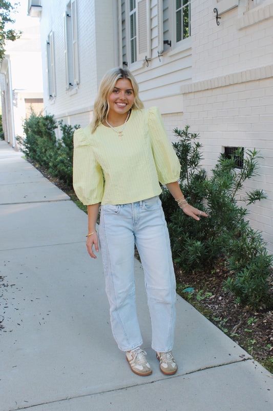Rosa Yellow Puff Sleeve Top
