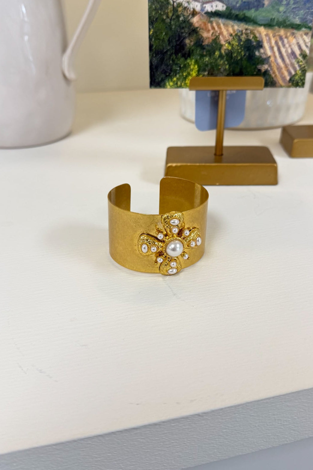 Ezra Pearl Cross Bangle