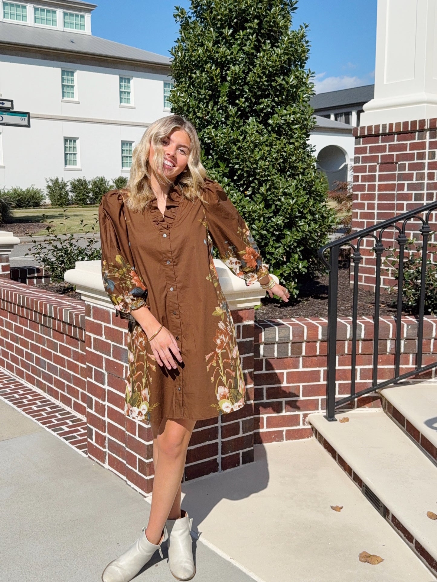 Ellie Floral Button Down Dress