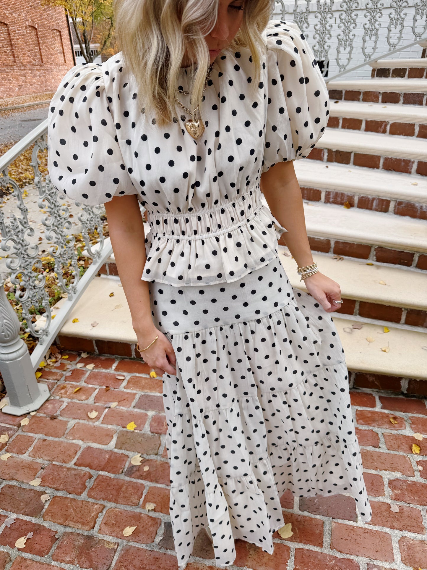 Lucy Polka Dot Bubble Sleeve Top