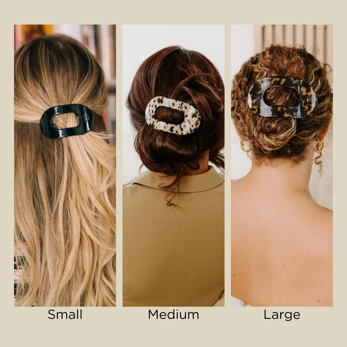 Almond Beige Small Flat Round Hair Clip