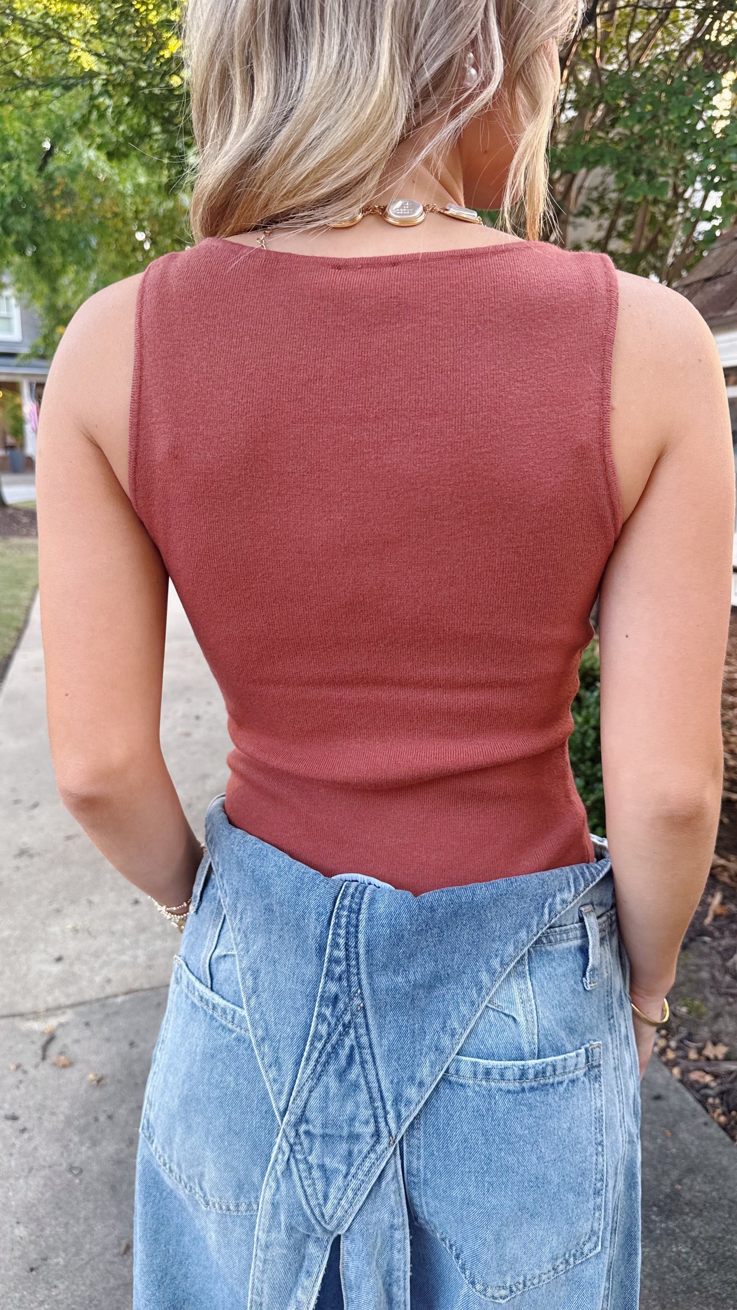 Rory Rust Boat Neck Sweater Top