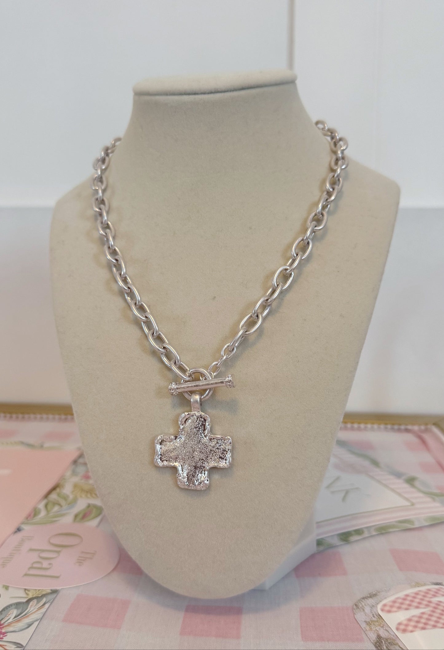 Halo Silver Cross Necklace