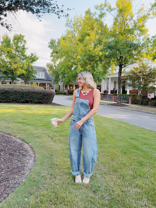 Aspen Barrel Leg Denim Overalls