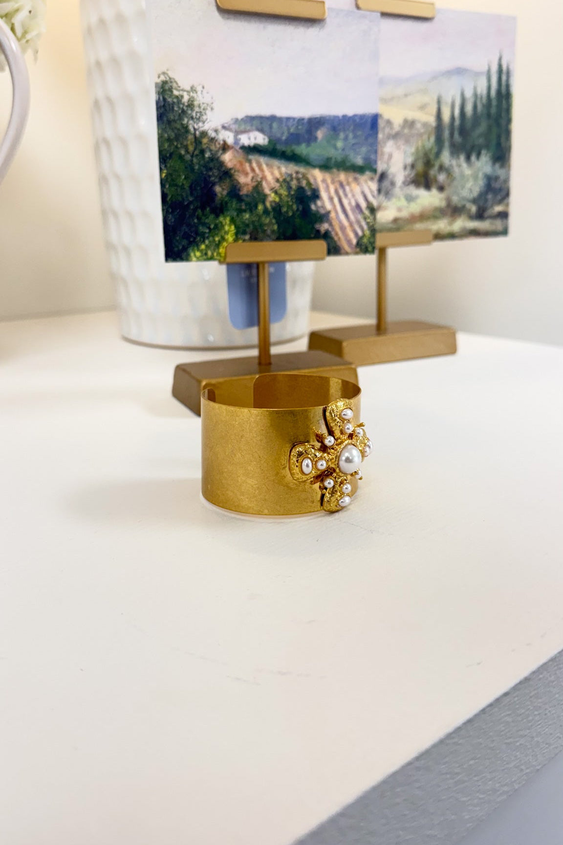 Ezra Pearl Cross Bangle