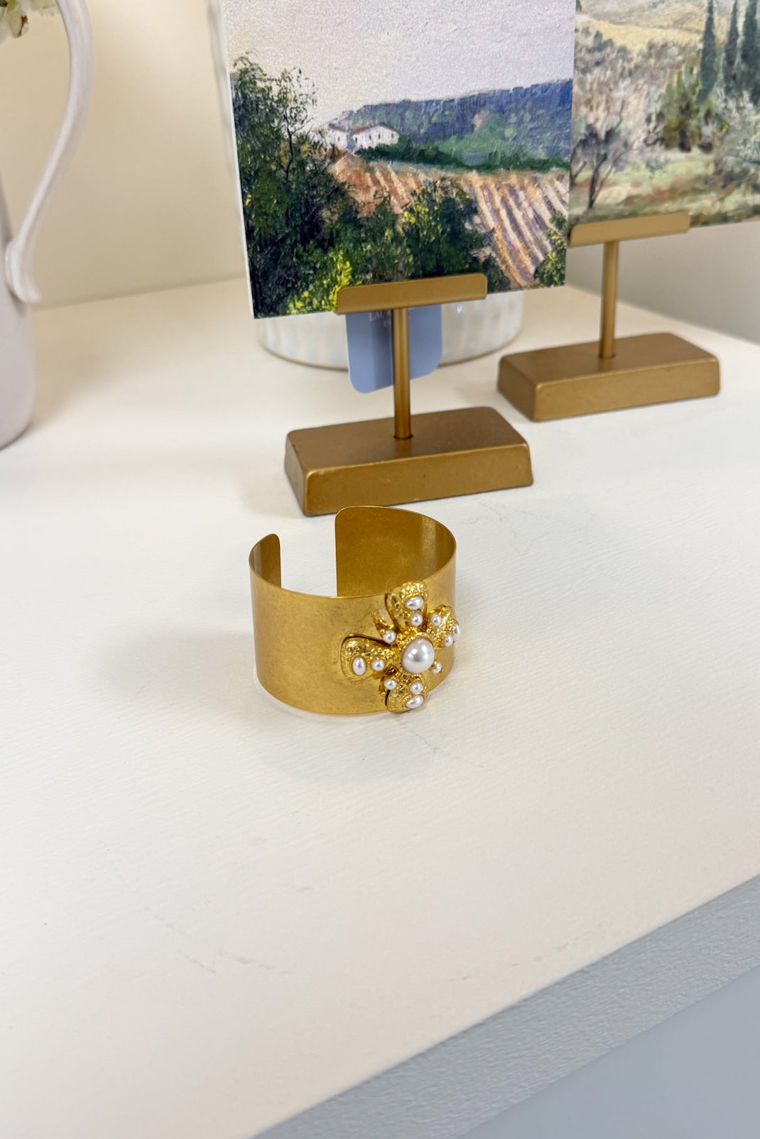 Ezra Pearl Cross Bangle